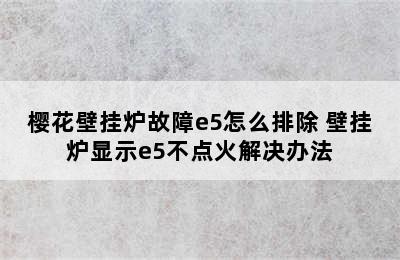 樱花壁挂炉故障e5怎么排除 壁挂炉显示e5不点火解决办法